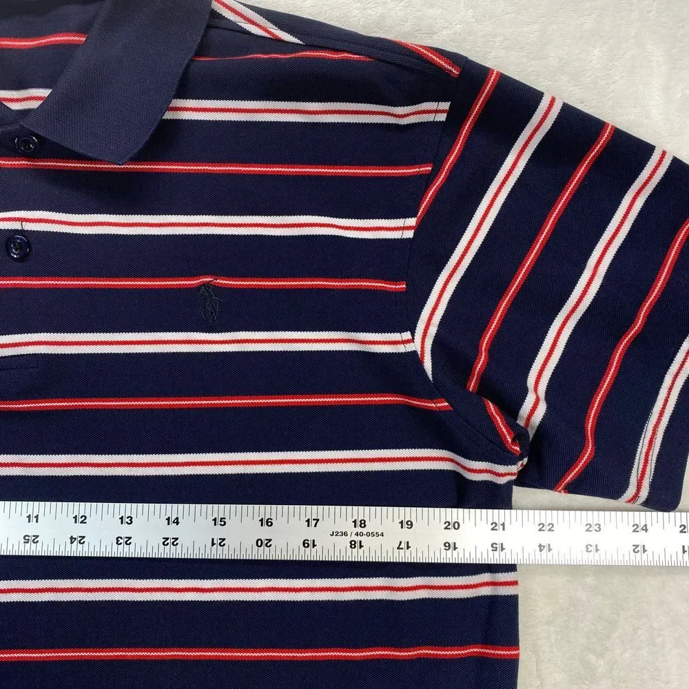 Polo Ralph Lauren Men's Striped‎ Cotton Polo Shirt Navy Red White Classic Fit XL